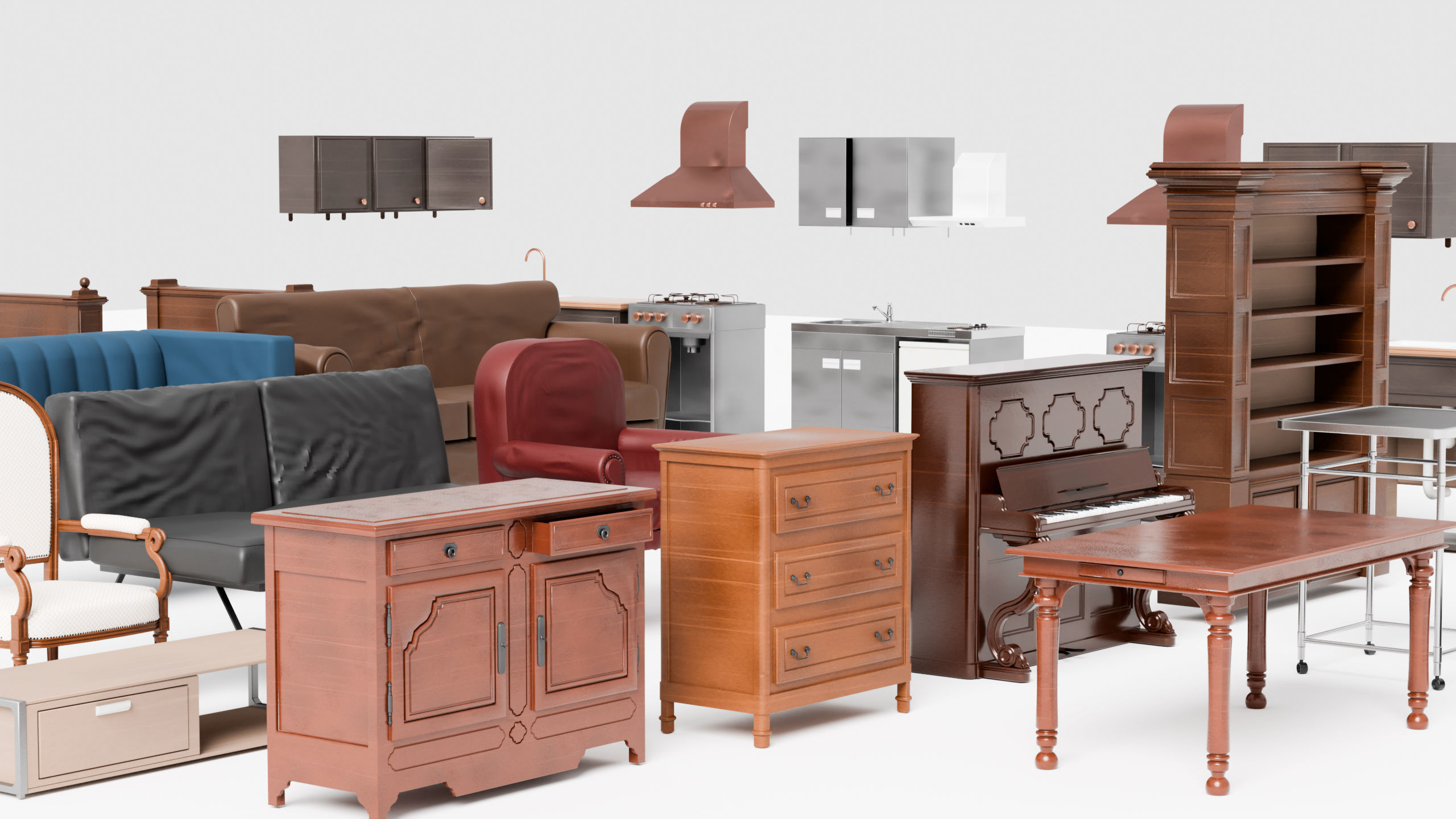FURNITURES PACK - 20 Game Ready 3D Models - Blender UE5  Low-poly 3D model_2