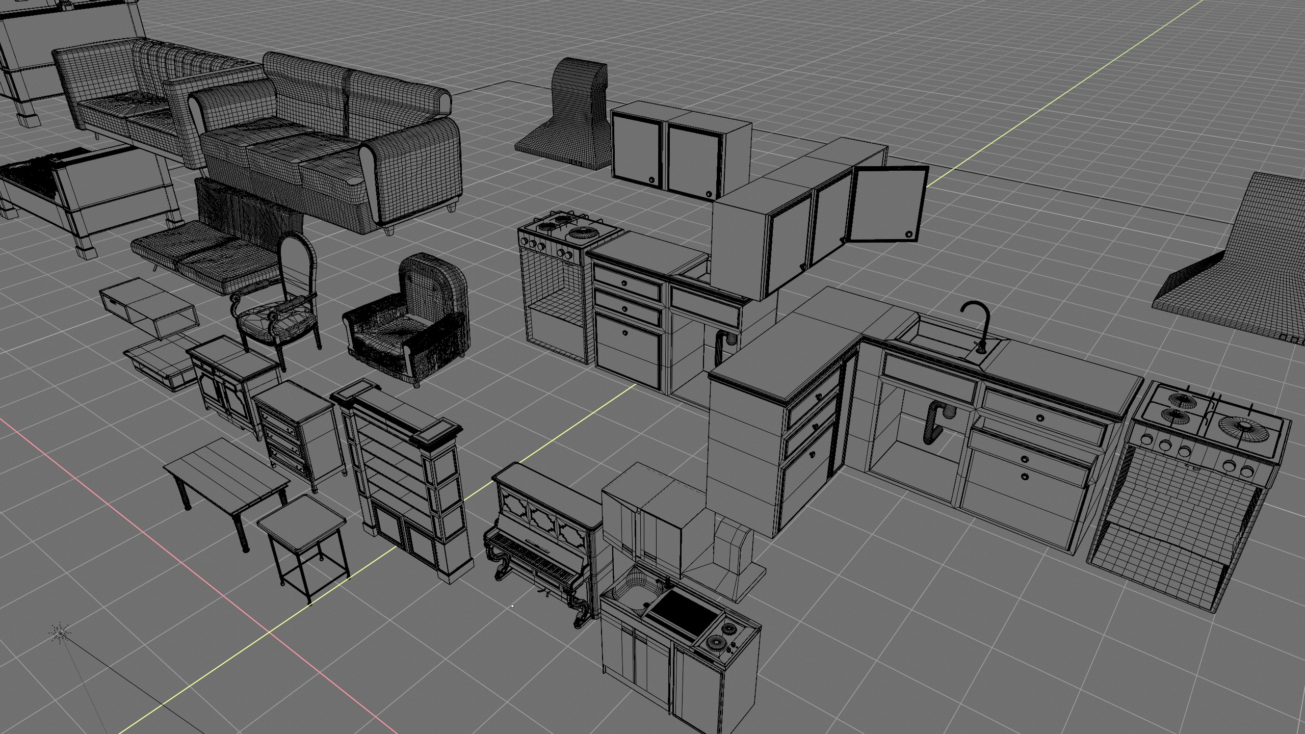 FURNITURES PACK - 20 Game Ready 3D Models - Blender UE5  Low-poly 3D model_6