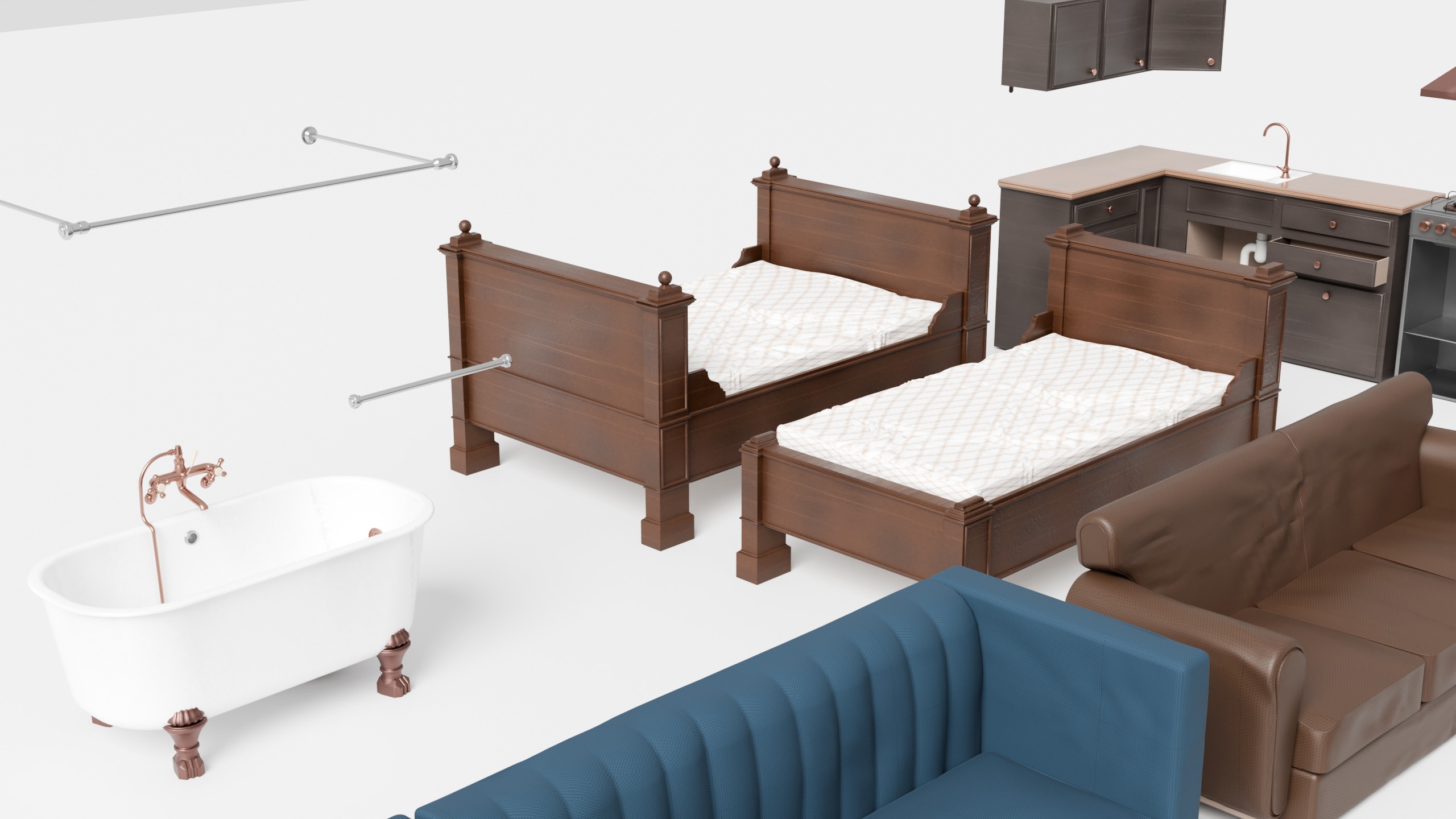 FURNITURES PACK - 20 Game Ready 3D Models - Blender UE5  Low-poly 3D model_5