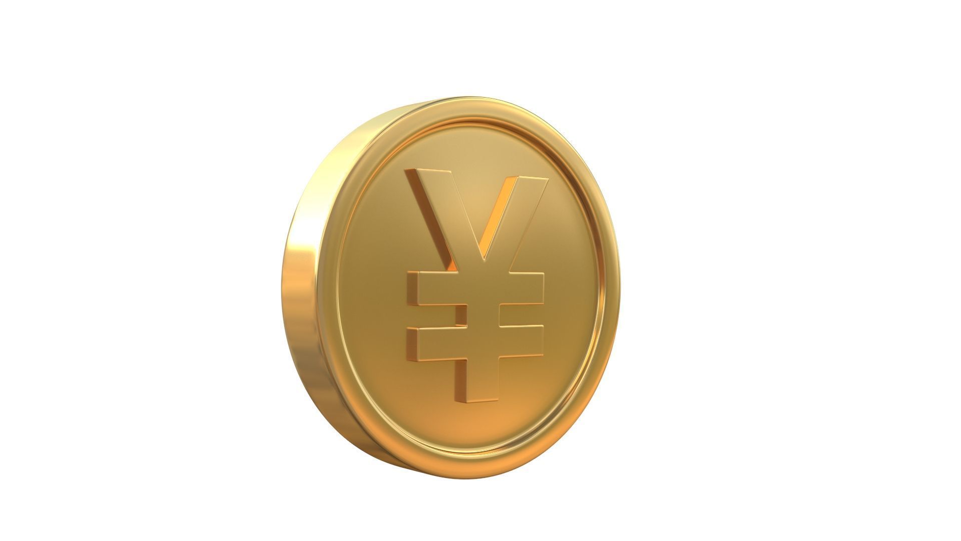 Japanese Yen Coin 3D model_3