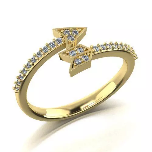 ring arrow with diamonds  3D print model_0