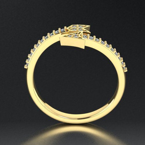 ring arrow with diamonds  3D print model_2
