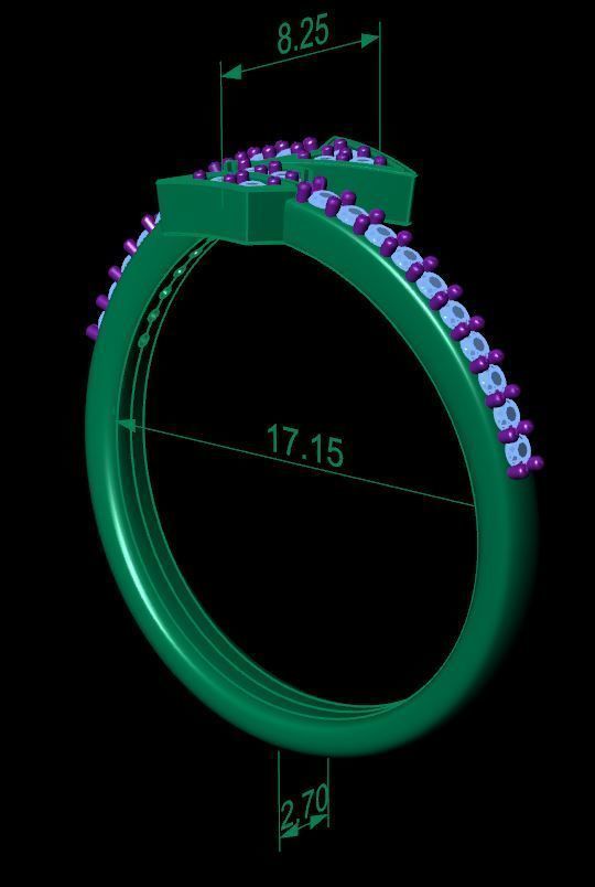 ring arrow with diamonds  3D print model_3