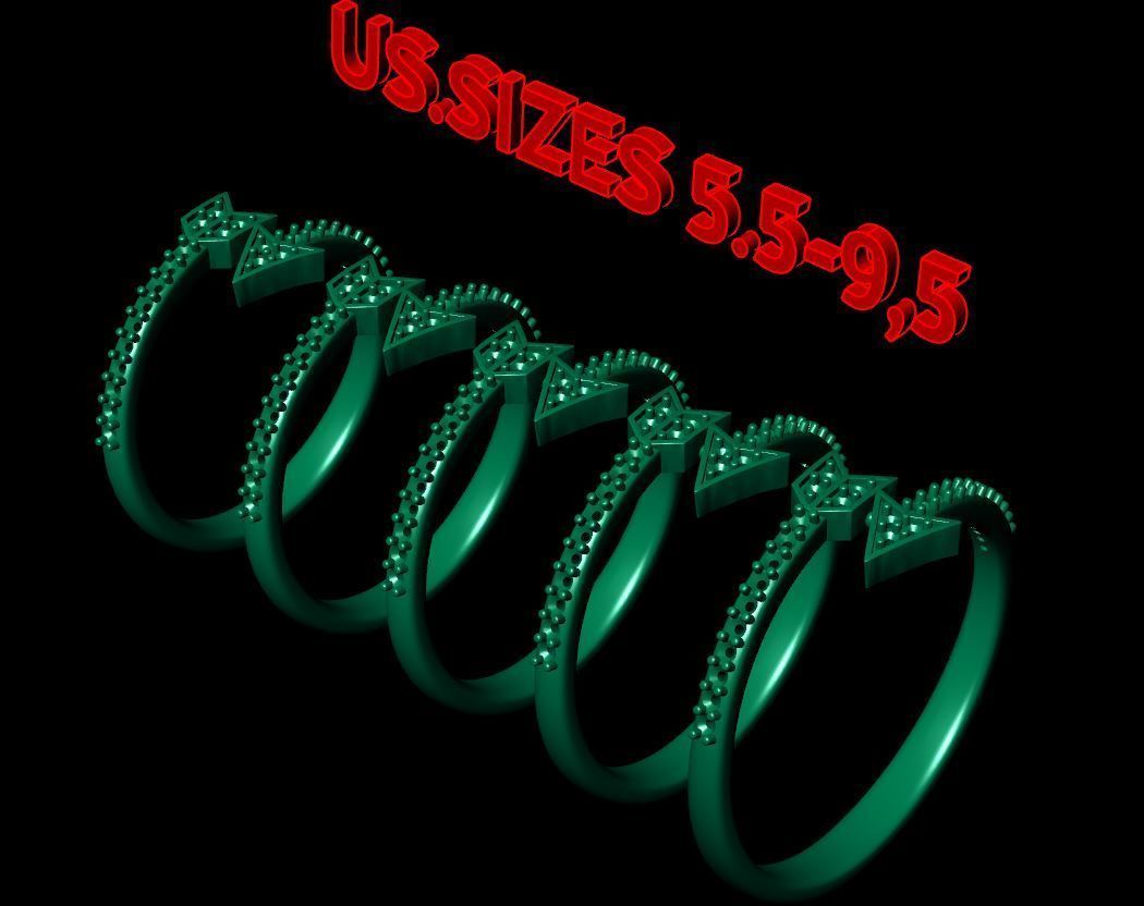 ring arrow with diamonds  3D print model_4