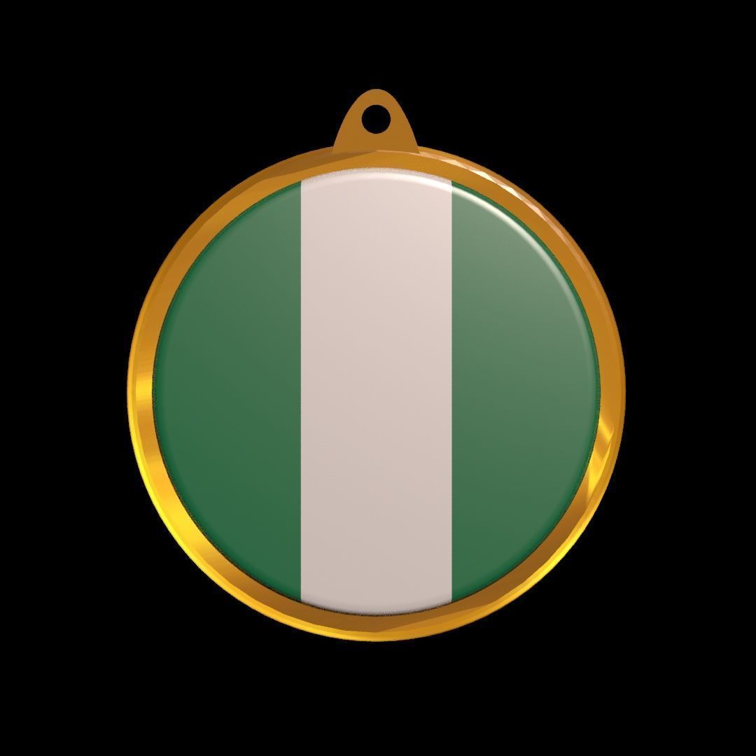 Nigeria flag medal badge 3D model_14