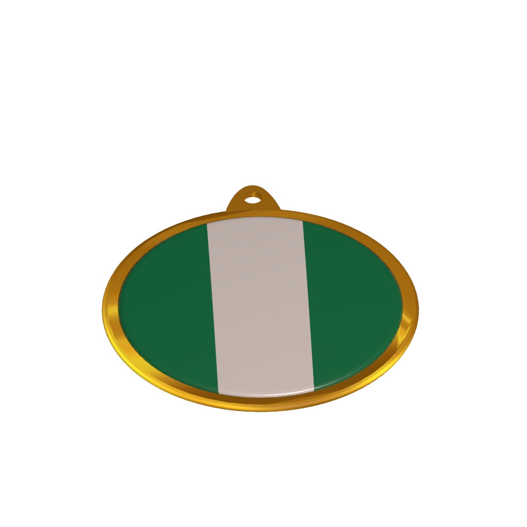 Nigeria flag medal badge 3D model_2