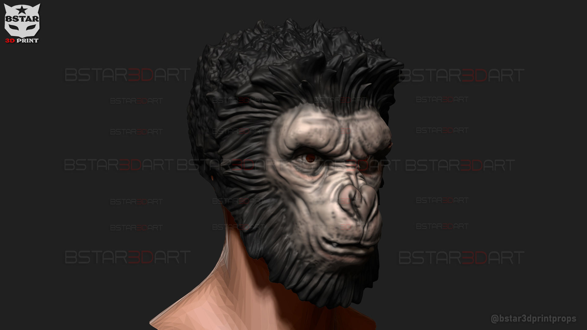 Monkey Man Mask -Dev patel Cosplay for Halloween prop 3D print model_1