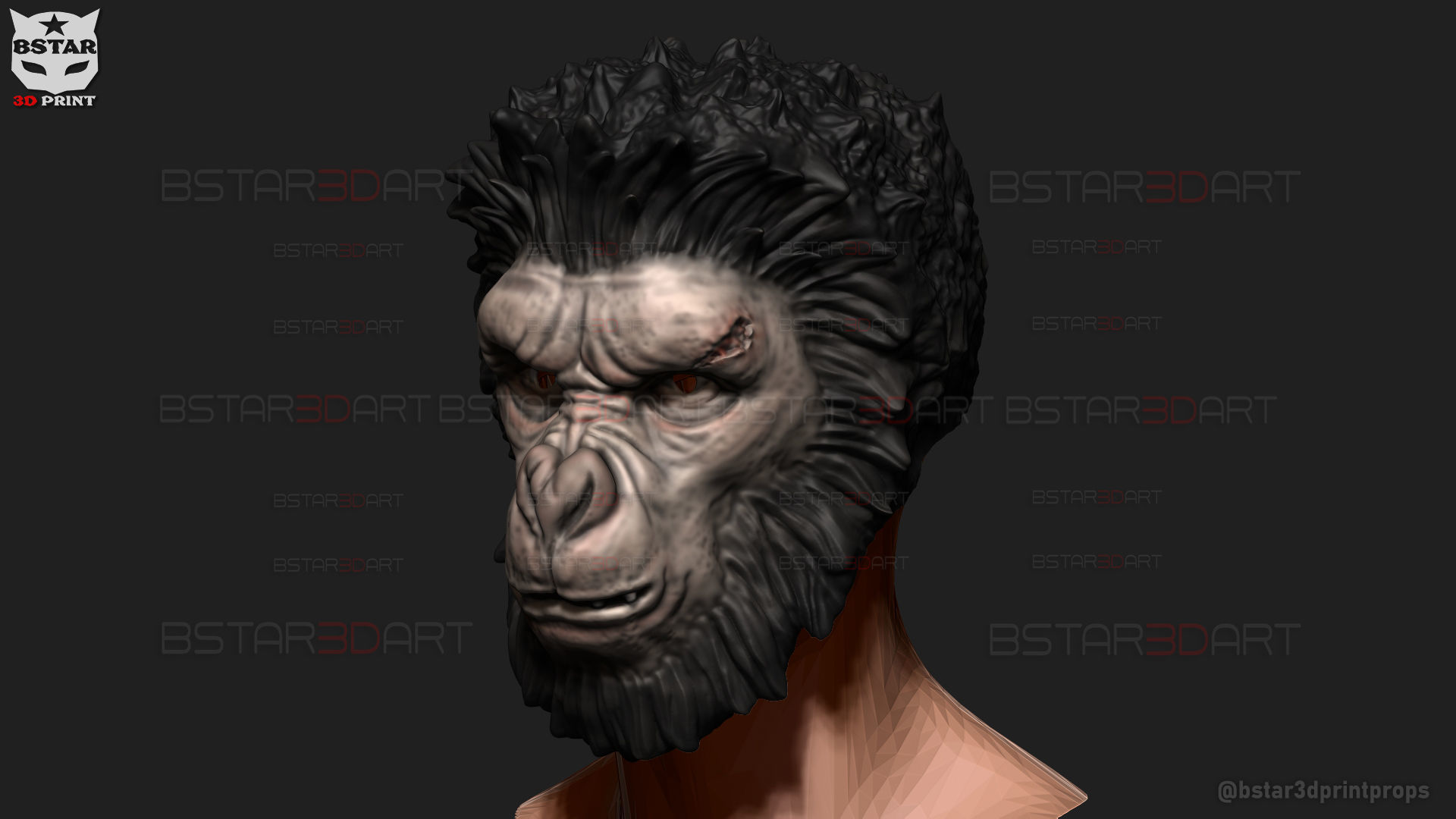 Monkey Man Mask -Dev patel Cosplay for Halloween prop 3D print model_2