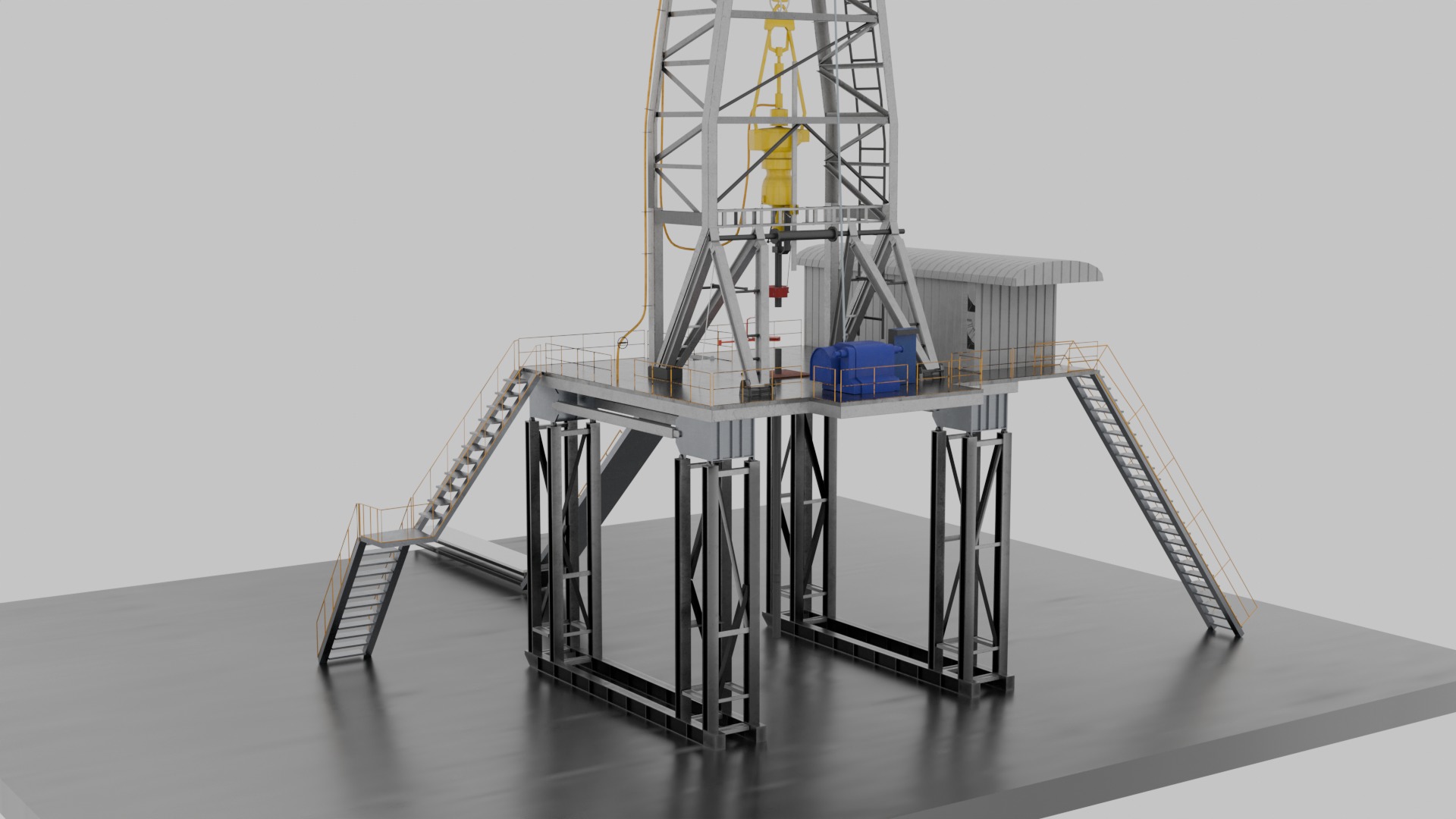 oil and gas land rig Low-poly 3D model_6
