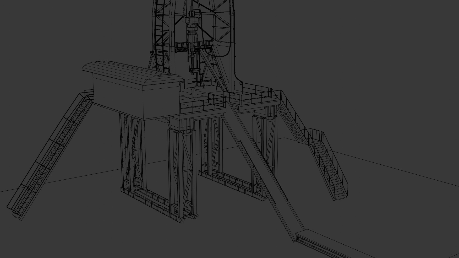 oil and gas land rig Low-poly 3D model_8