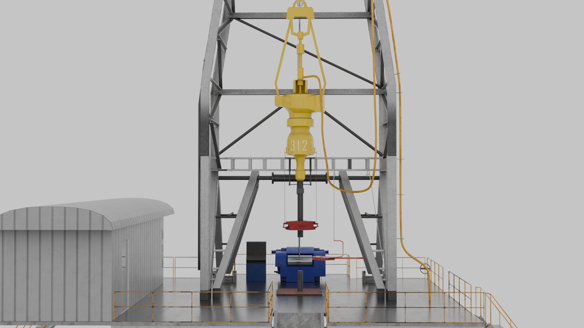 oil and gas land rig Low-poly 3D model_4