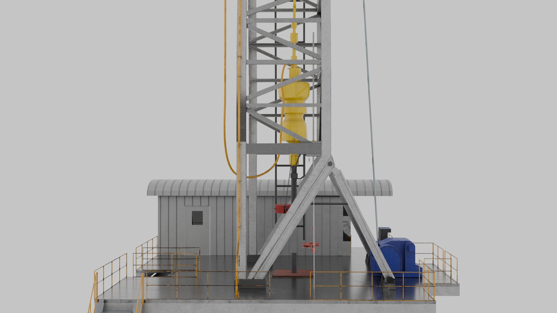 oil and gas land rig Low-poly 3D model_5