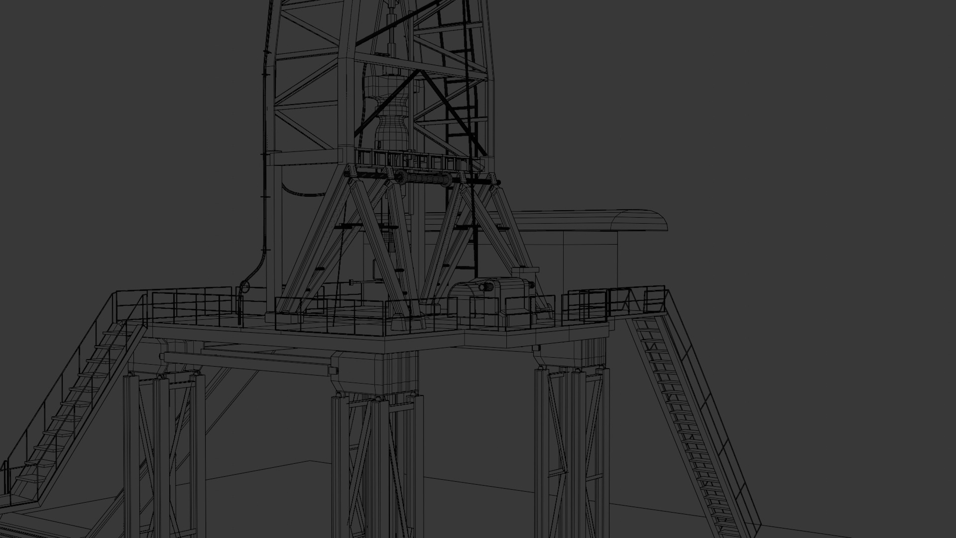 oil and gas land rig Low-poly 3D model_7