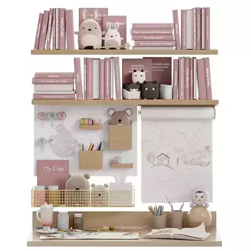 Toys wall and desk decor in a children room