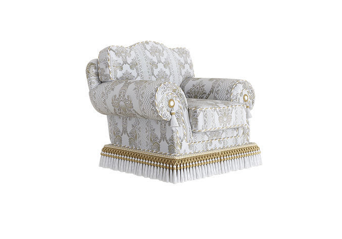 Upholstered armchair with fringe by Modenese 3D model