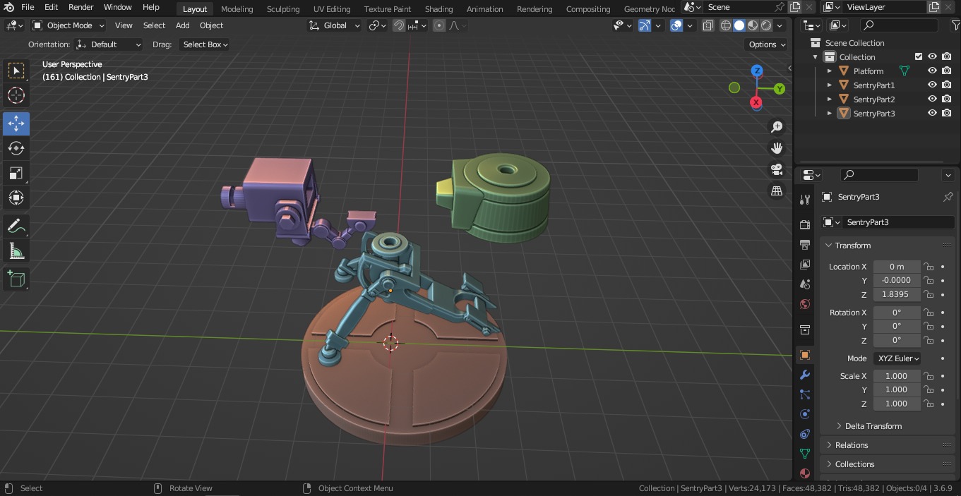 Team fortress 2 first level sentry miniature 3D print model_32