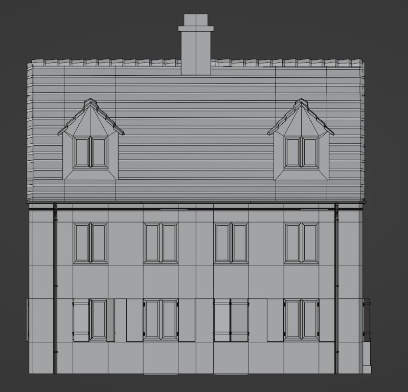 Orange House with interior and simple furniture Low-poly 3D model_12