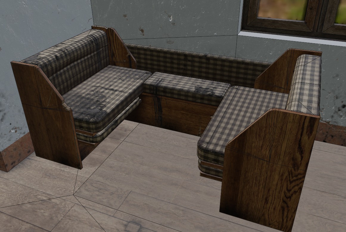 Orange House with interior and simple furniture Low-poly 3D model_15