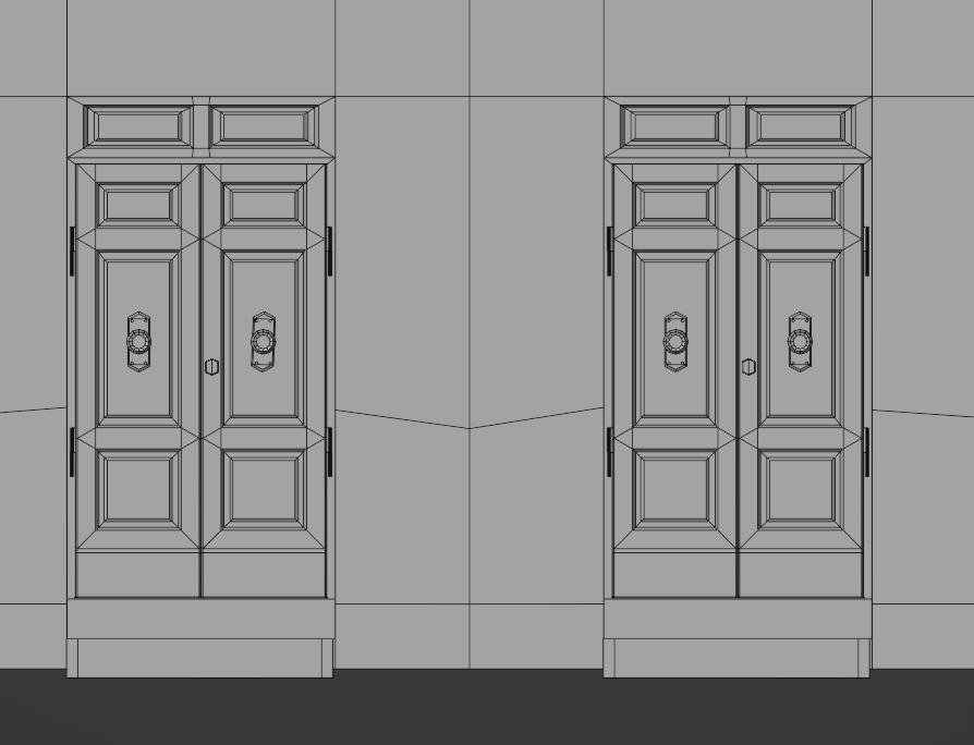 Orange House with interior and simple furniture Low-poly 3D model_16