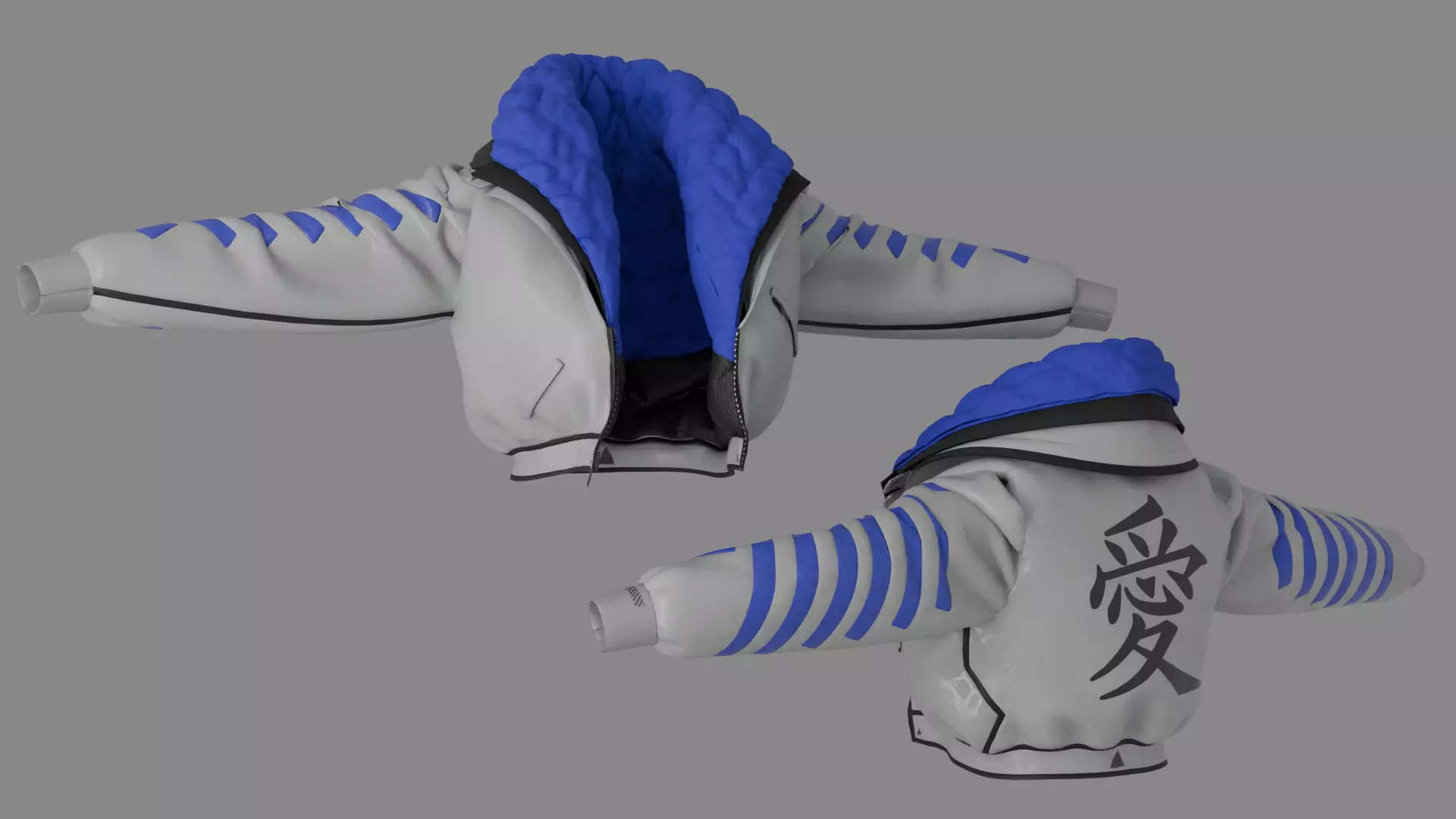 Racing Jacket with Japanese Symbol GLB FBX OBJ mtl 3D Model Low-poly 3D model_0