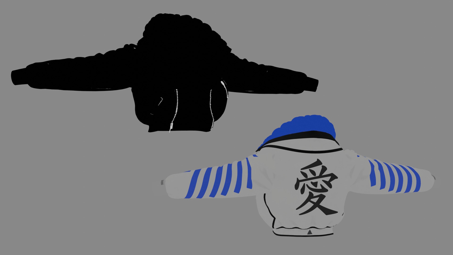 Racing Jacket with Japanese Symbol GLB FBX OBJ mtl 3D Model Low-poly 3D model_9