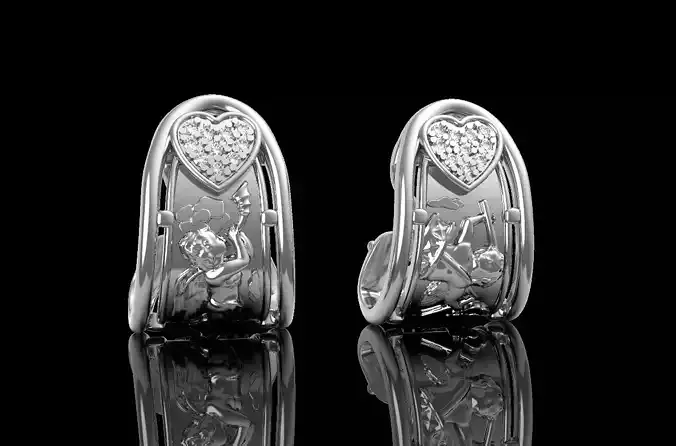 Angels earrings with diamonds 3D print model