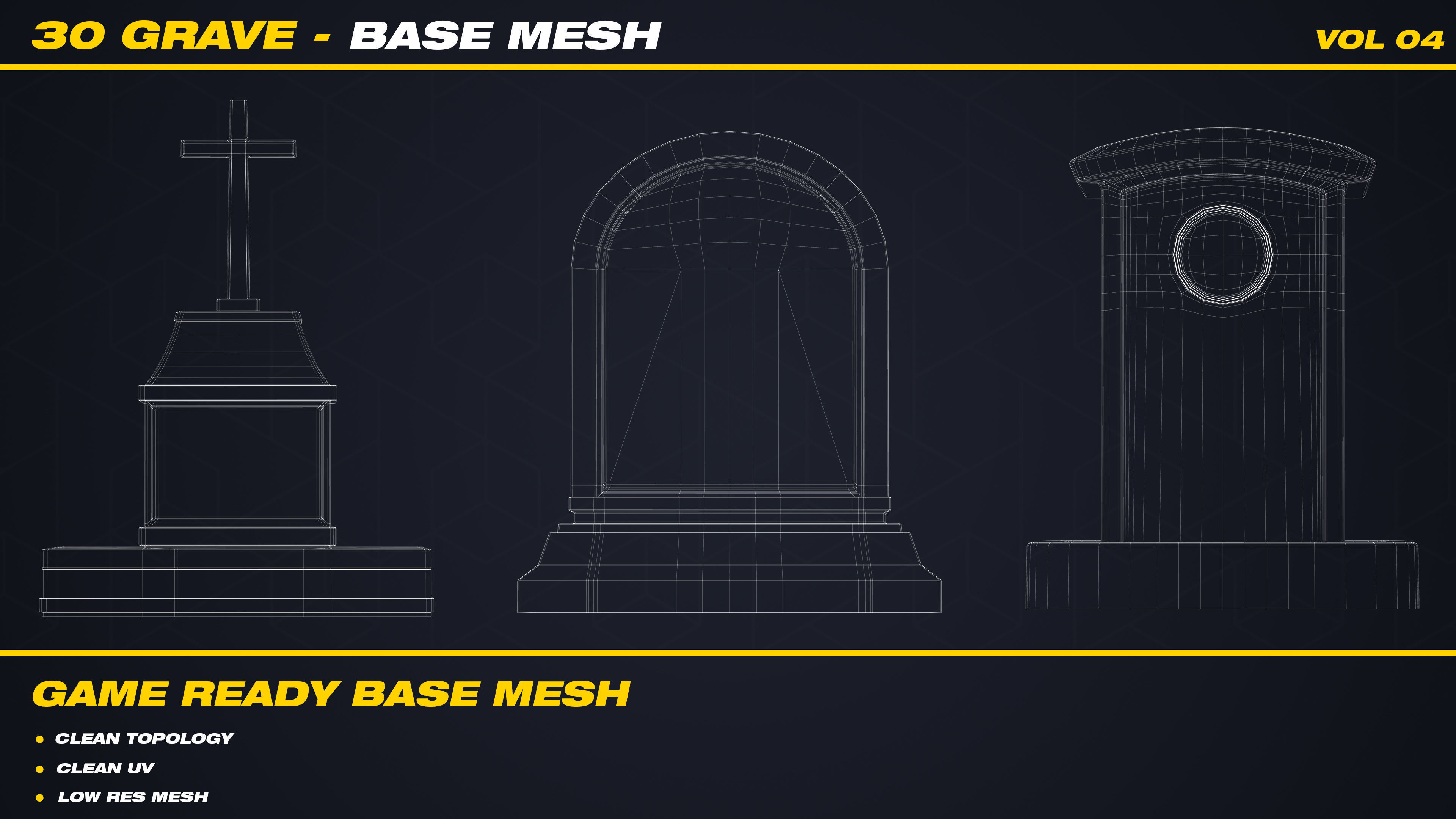 30 Grave Base Mesh - VOL 04 - Game Ready Low-poly 3D model_5