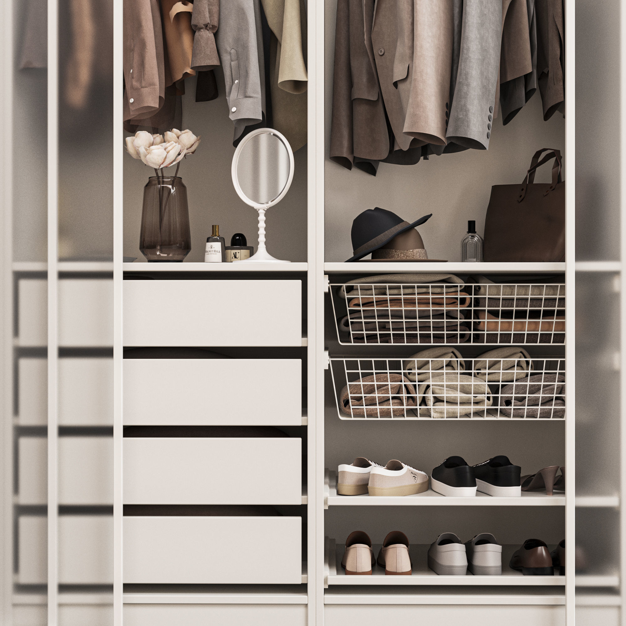 Wardrobe with decor clothes 3D model_3