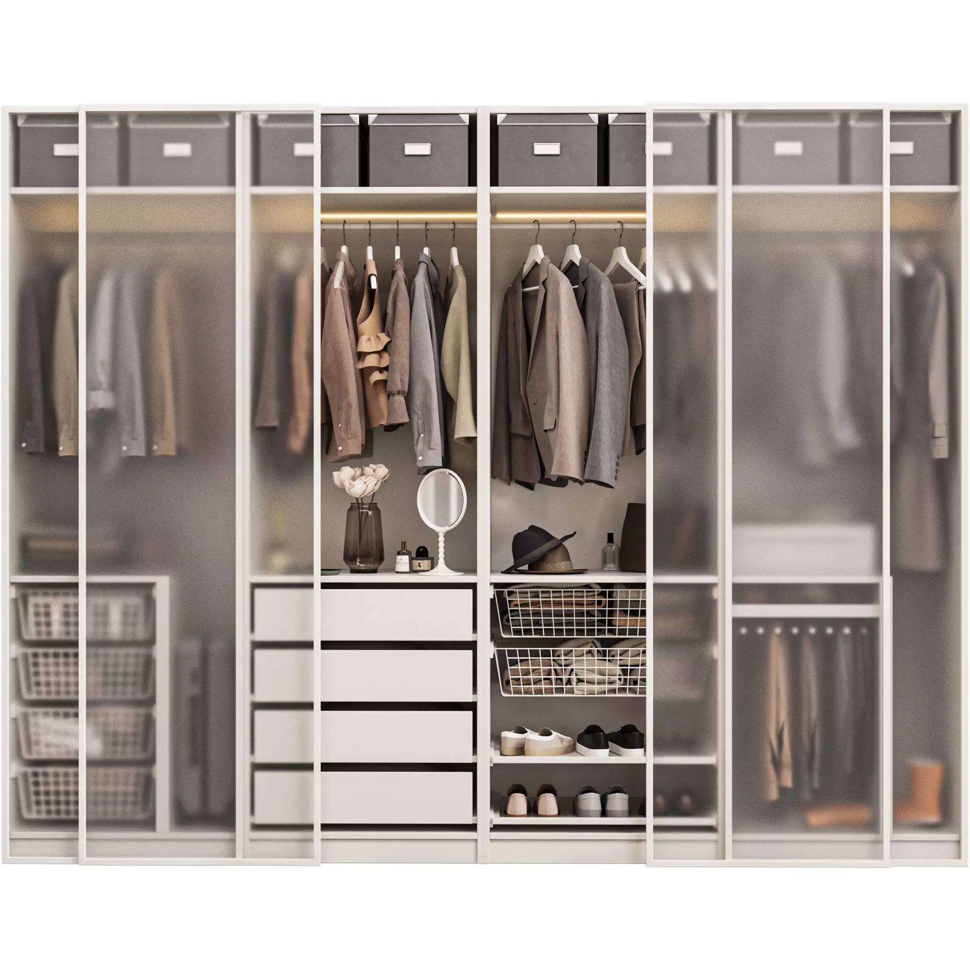 Wardrobe with decor clothes 3D model_0