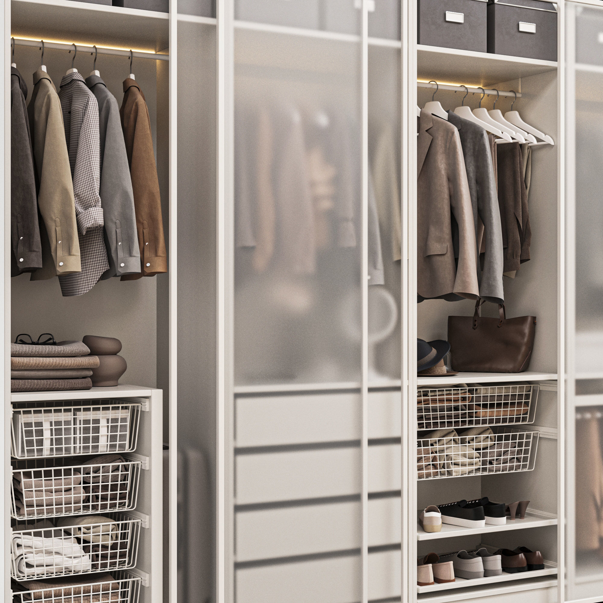 Wardrobe with decor clothes 3D model_4