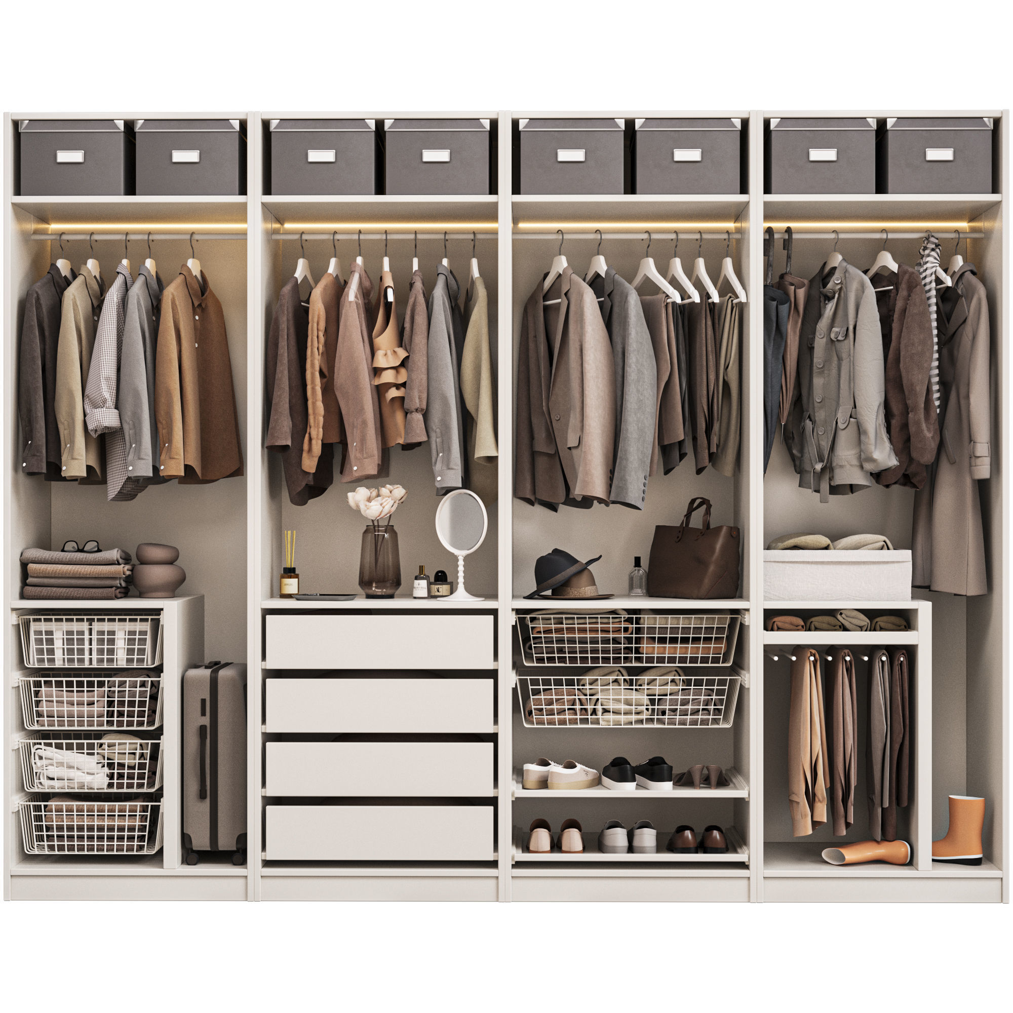 Wardrobe with decor clothes 3D model_1