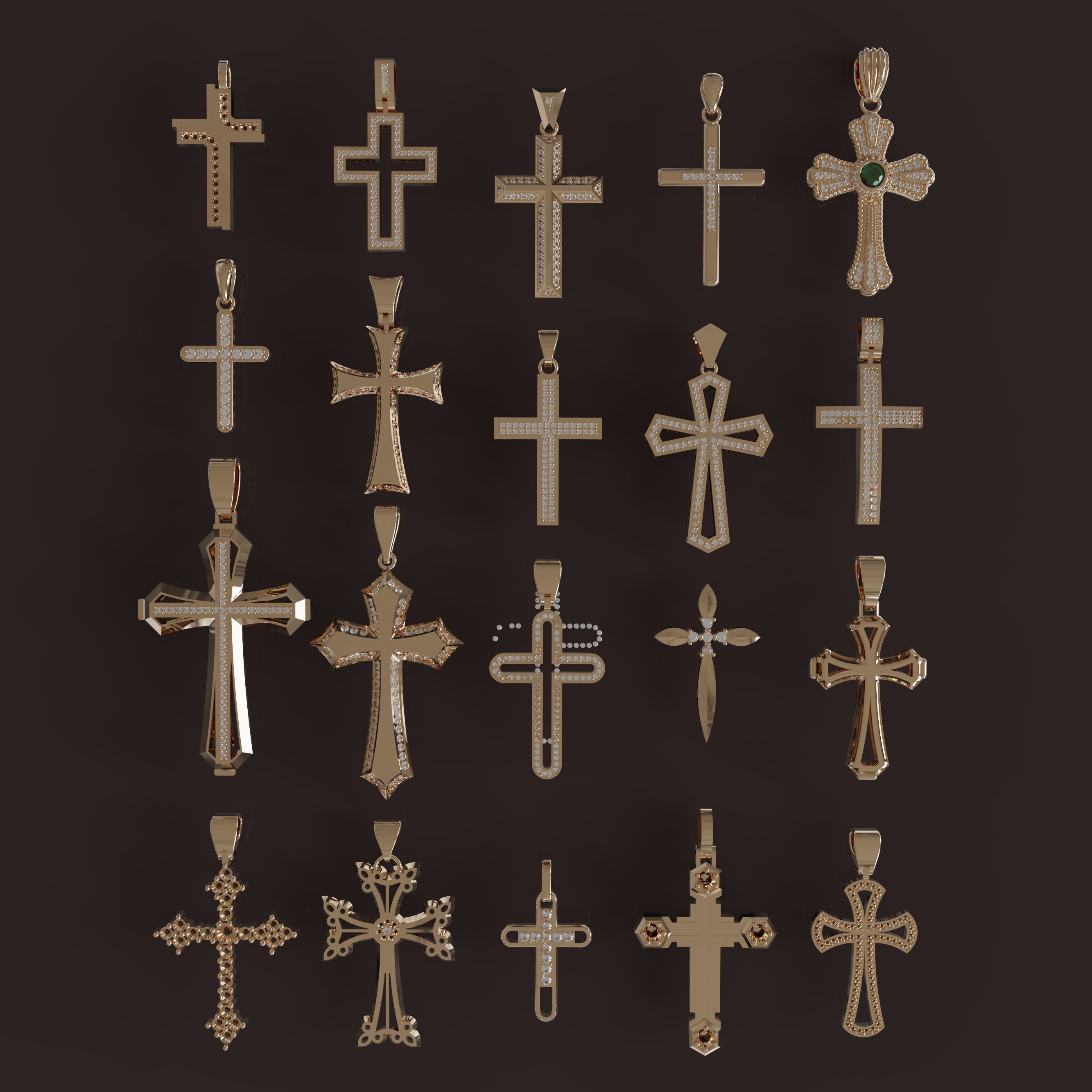 Diamond Cross Pendants  Limited Edition Designer Collection 1-10 3D print model_5
