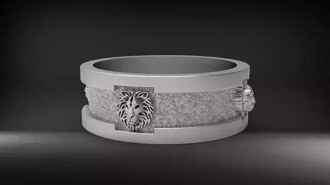 lion face band ring 