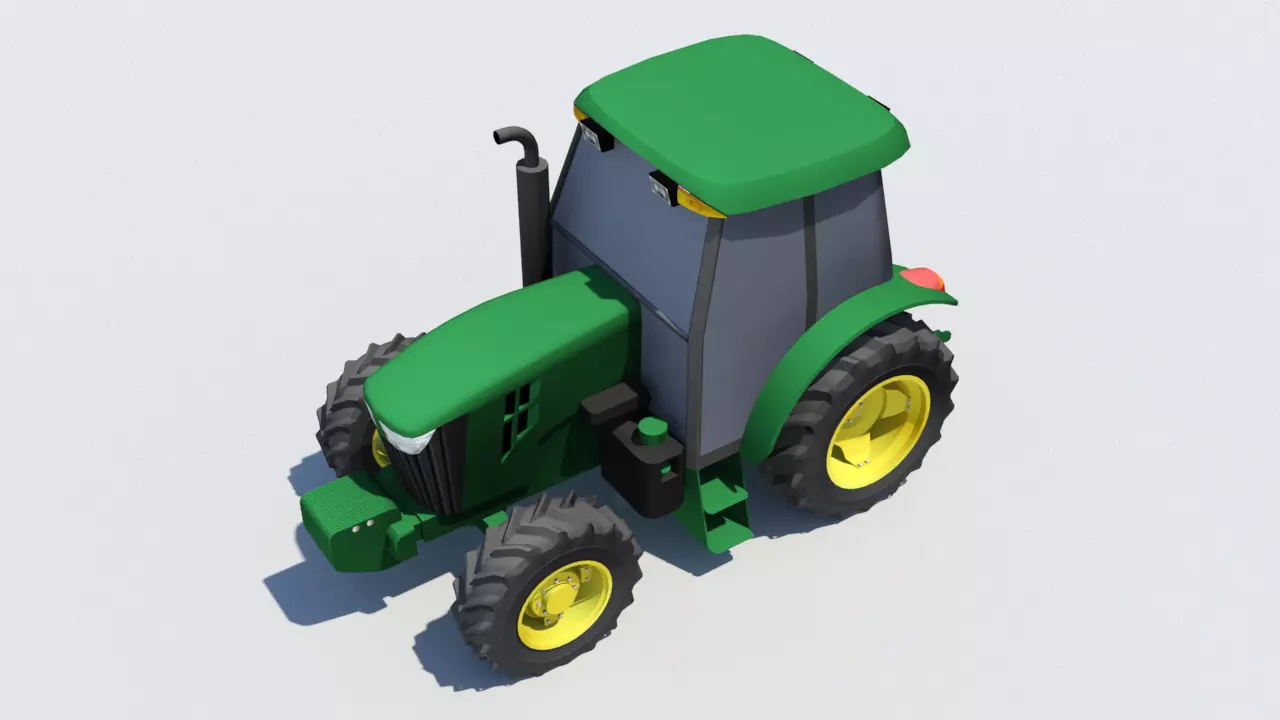 Tractor deere 5100E static Low-poly 3D model_0