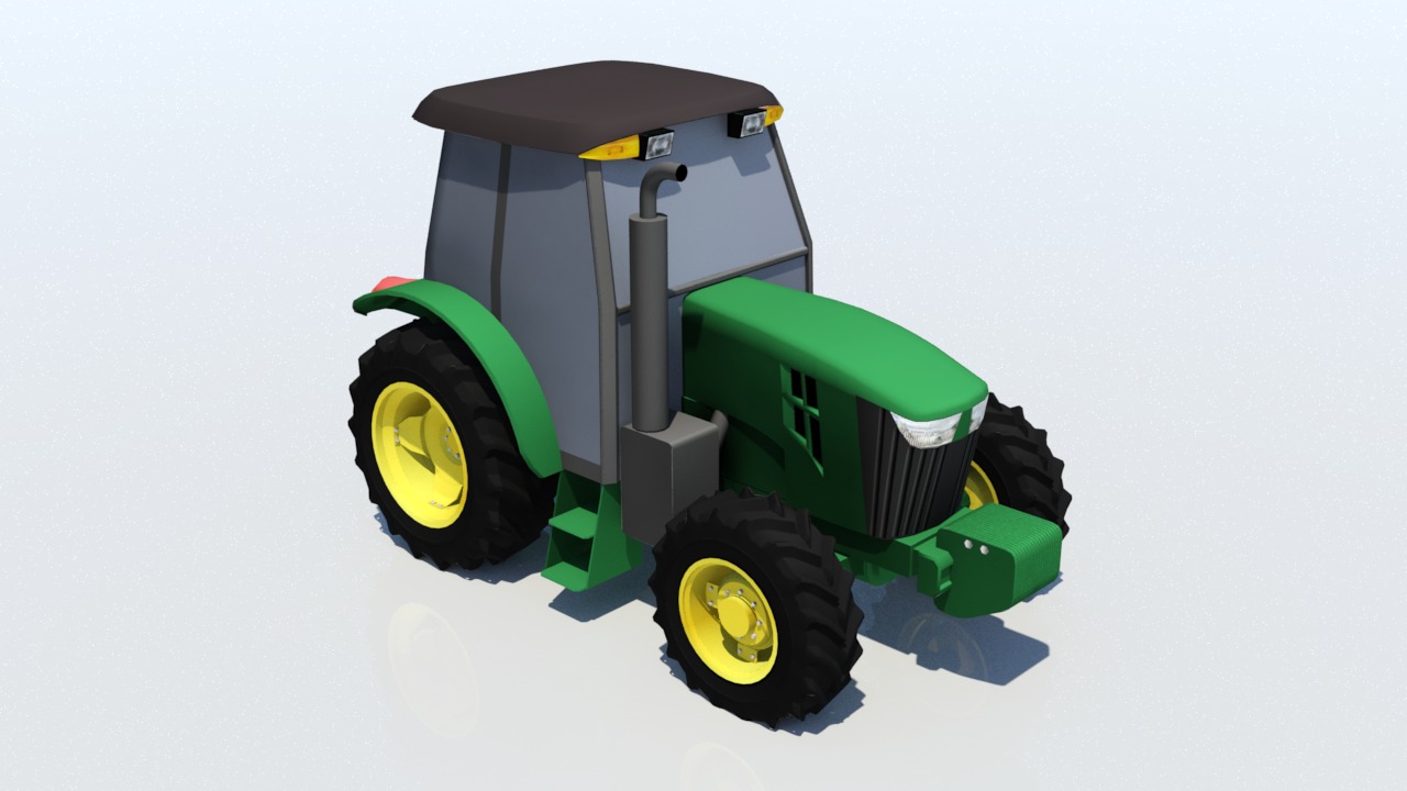 Tractor deere 5100E static Low-poly 3D model_5
