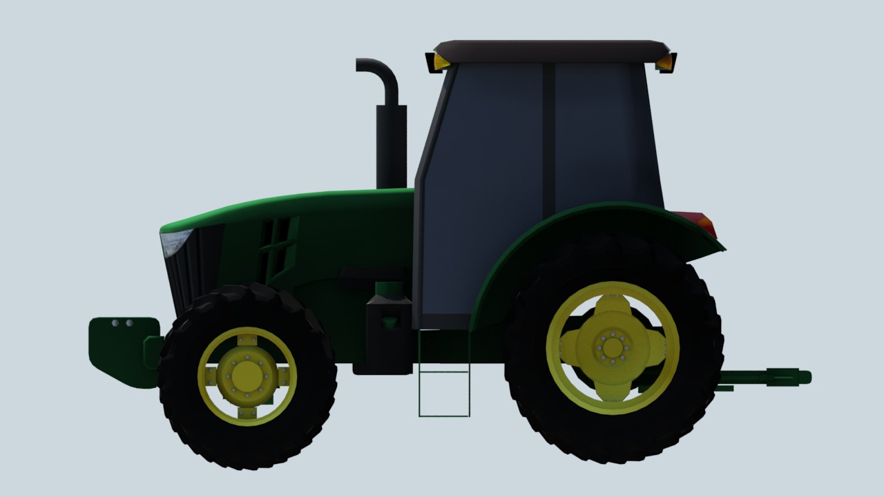 Tractor deere 5100E static Low-poly 3D model_10