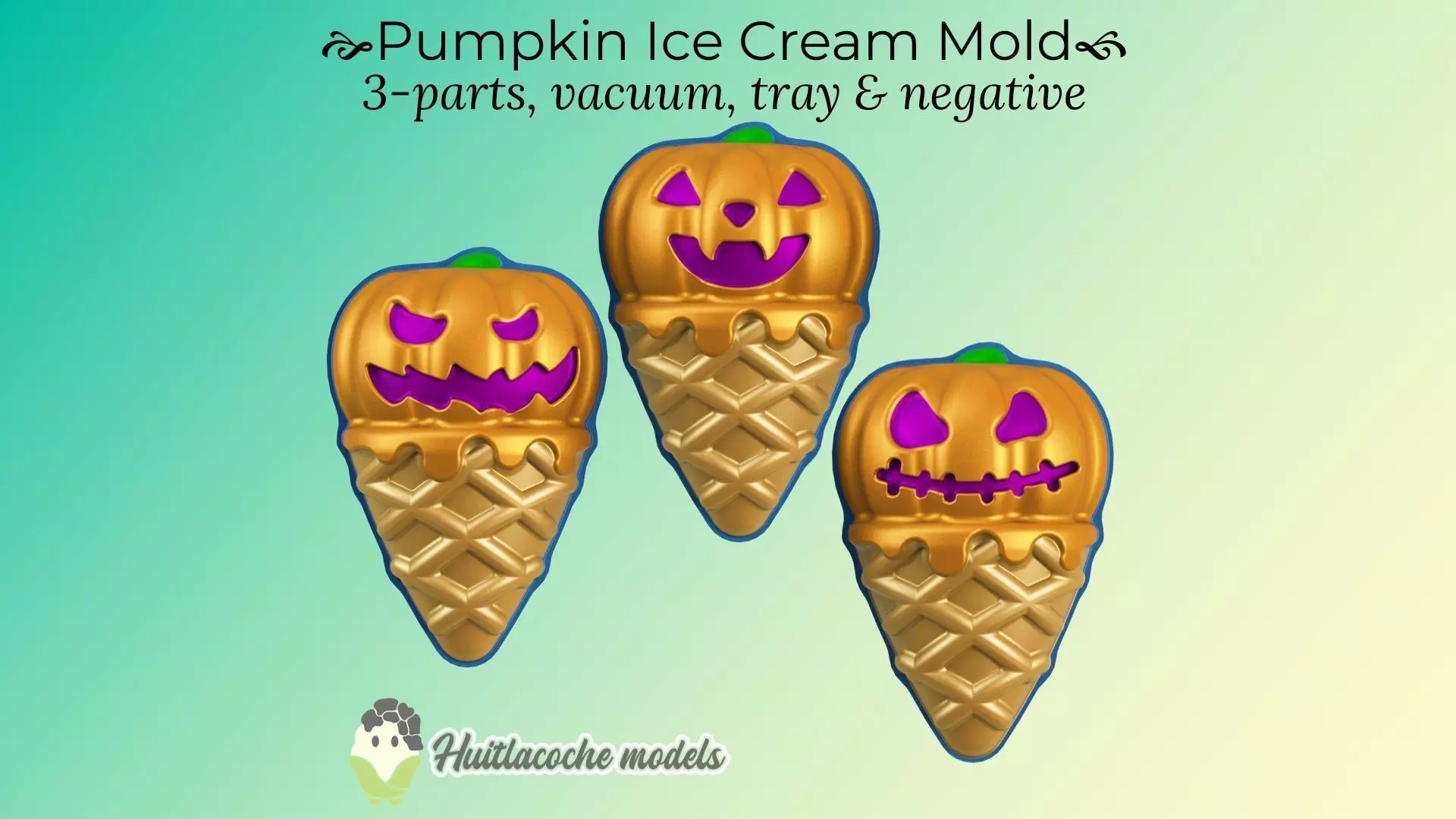 Pumpkin ice cream mold 3D print model_0