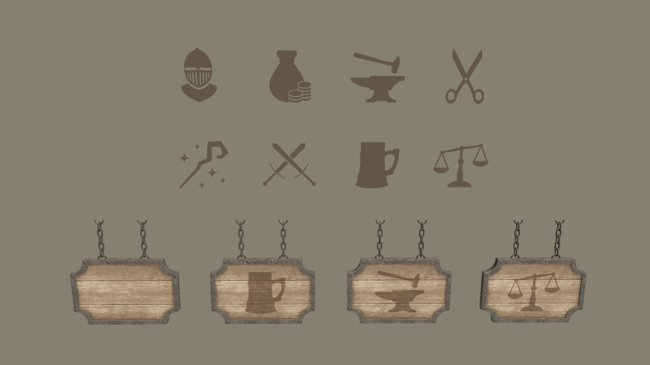 Medieval Signs - Game Props Low-poly 3D model_3