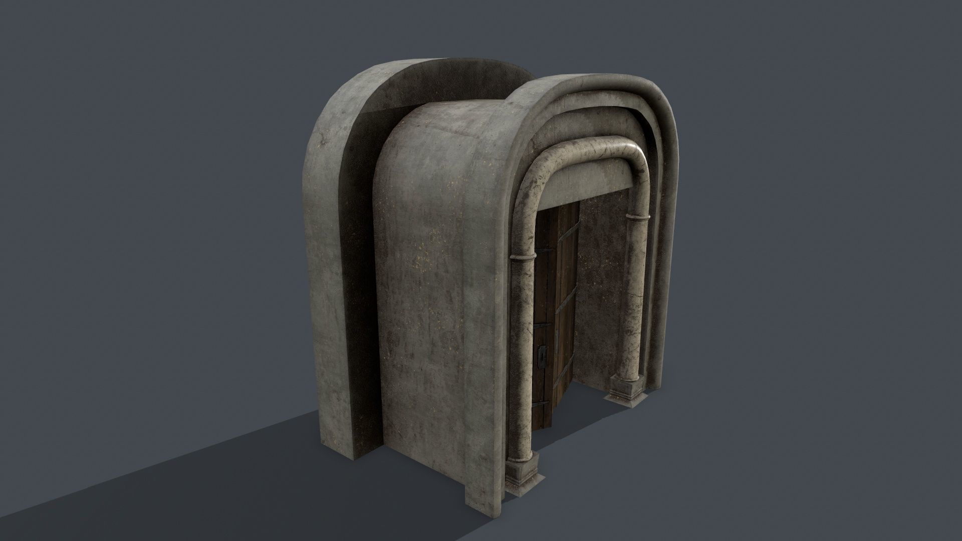 Medieval Door Set Low-poly 3D model_14