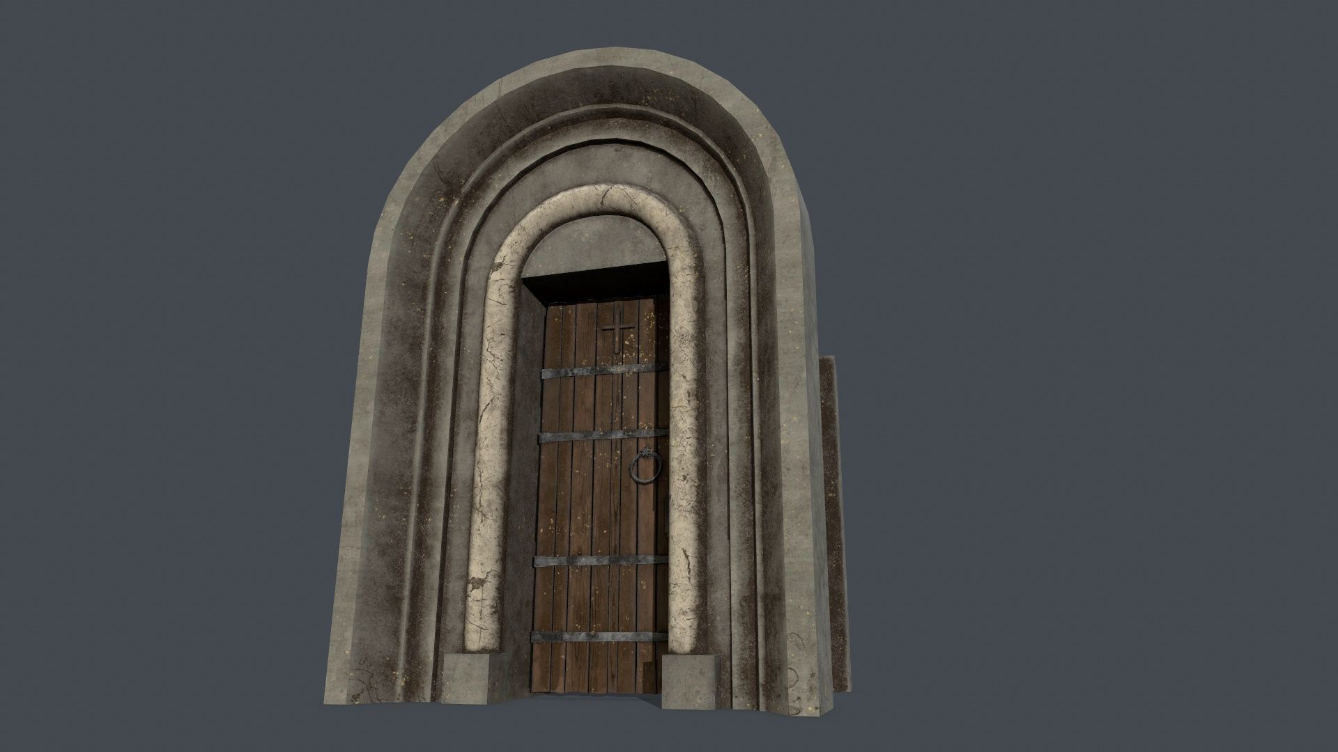 Medieval Door Set Low-poly 3D model_6