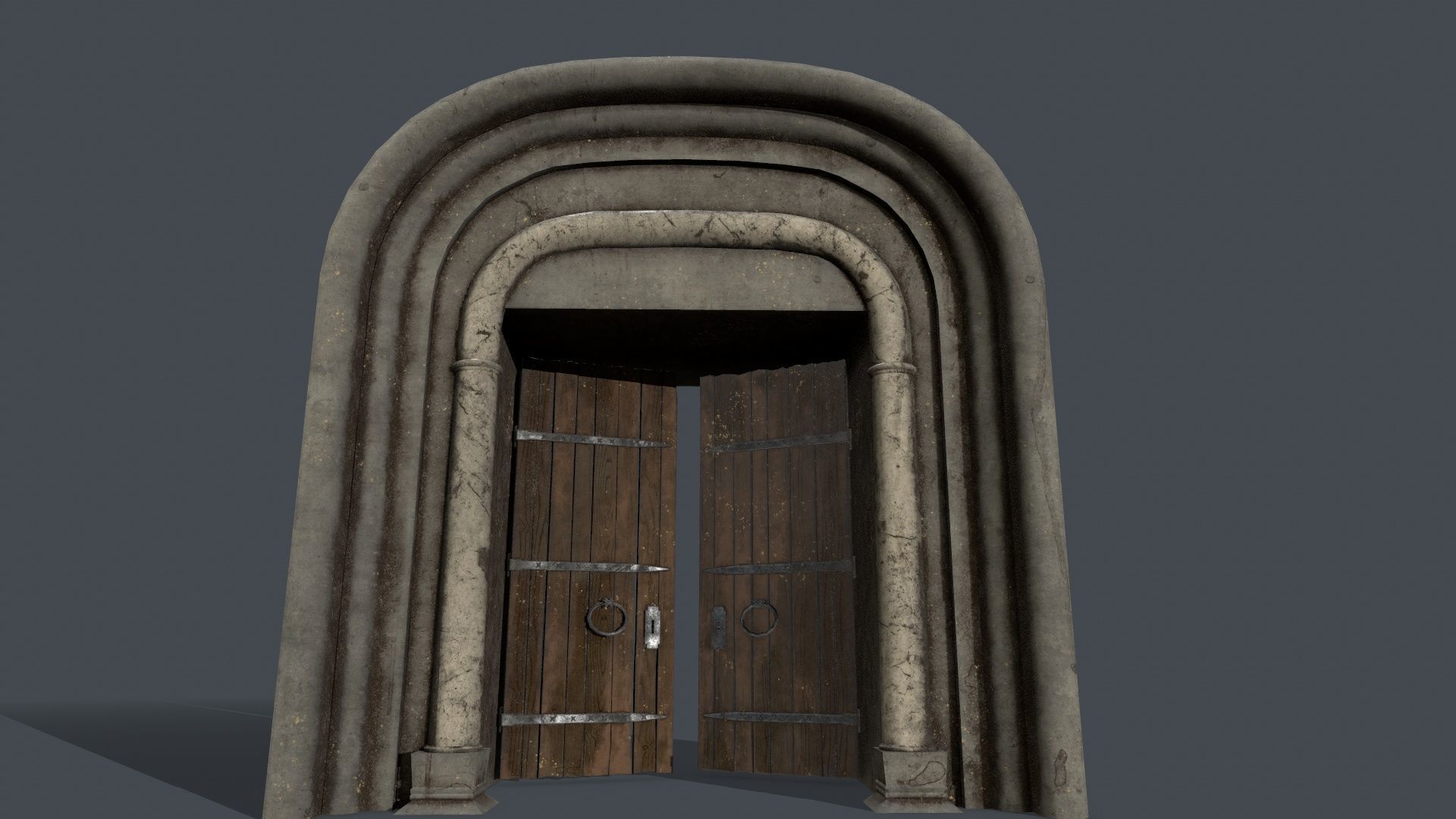 Medieval Door Set Low-poly 3D model_11