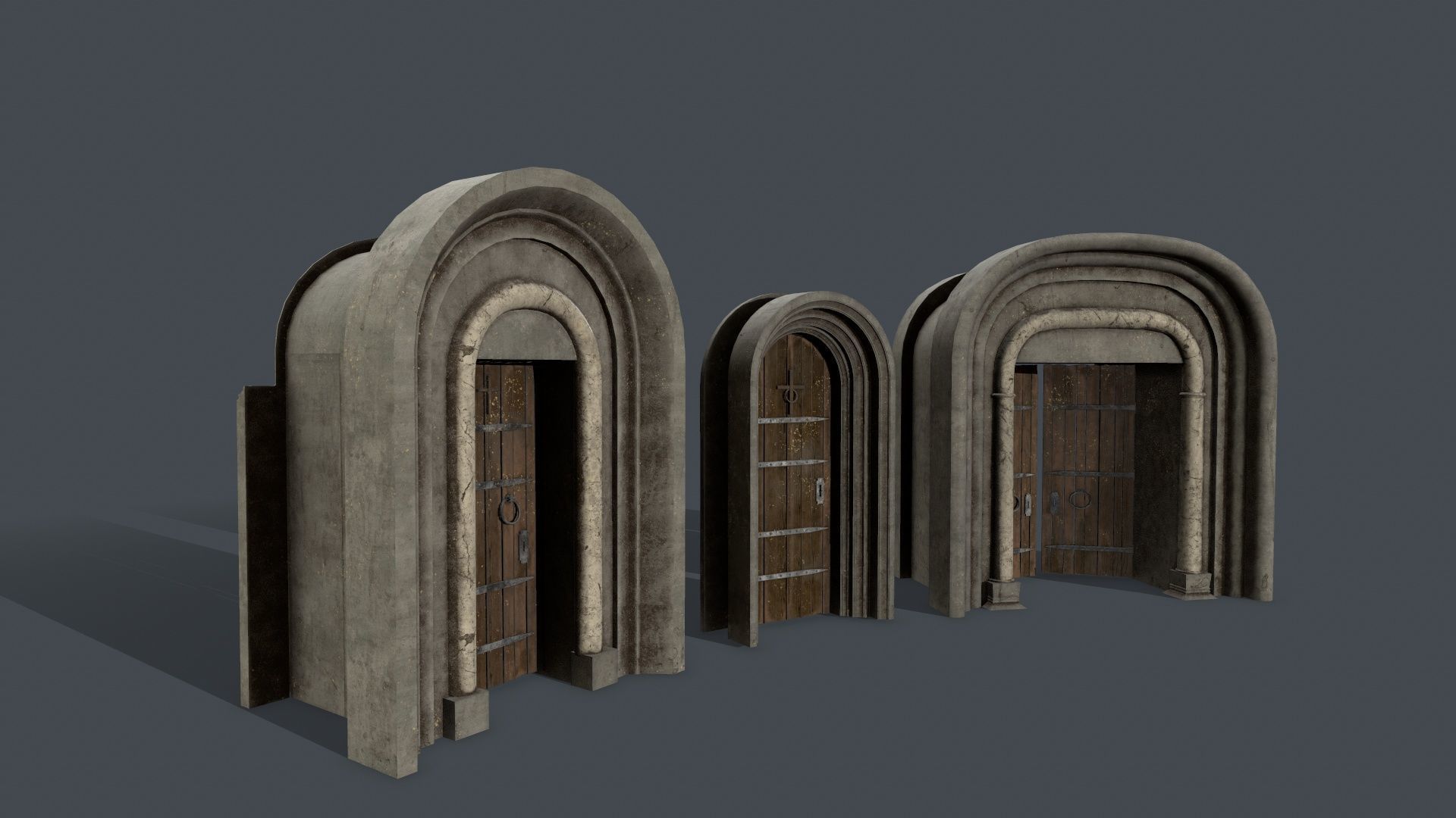 Medieval Door Set Low-poly 3D model_18