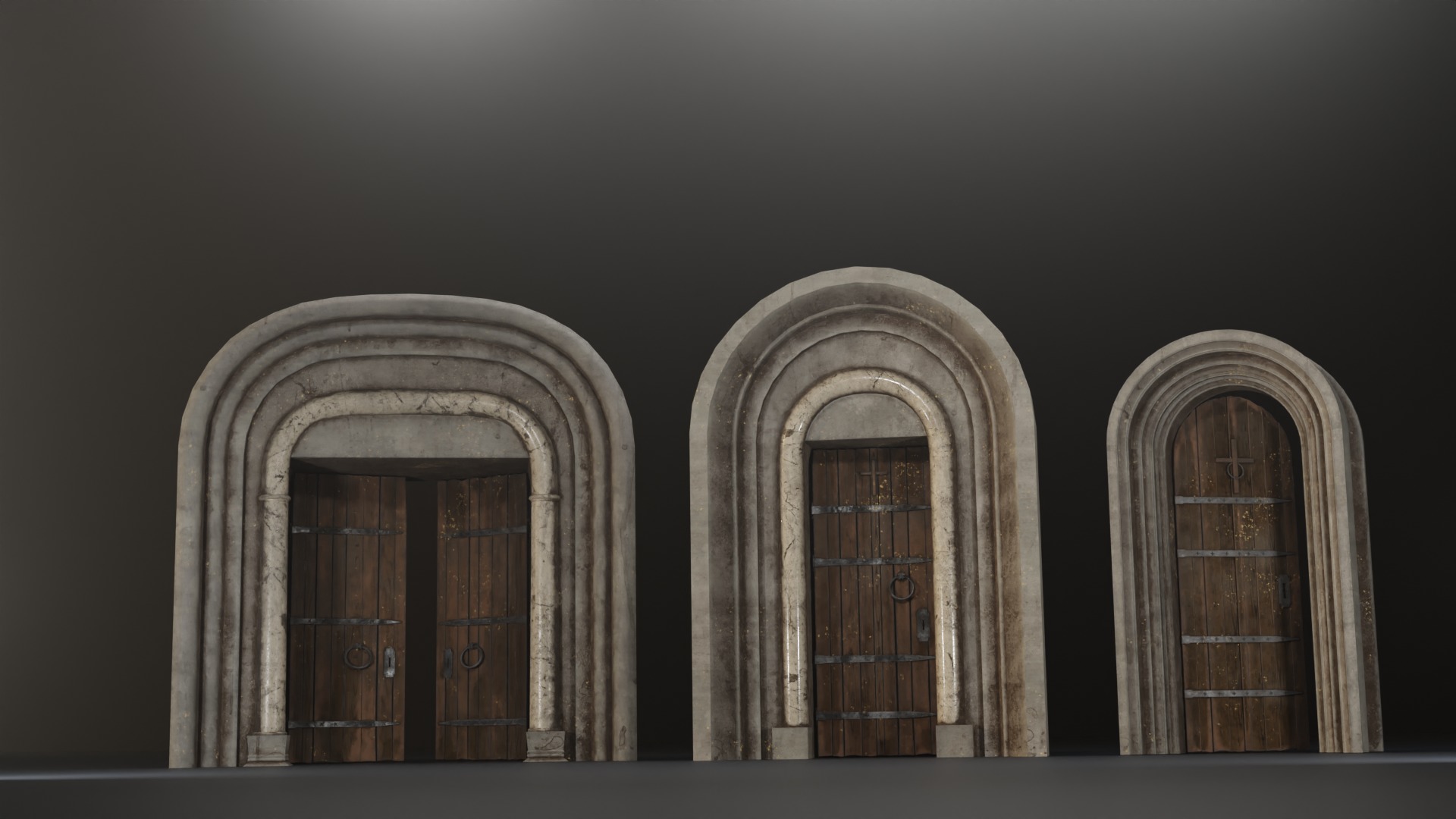 Medieval Door Set Low-poly 3D model_2