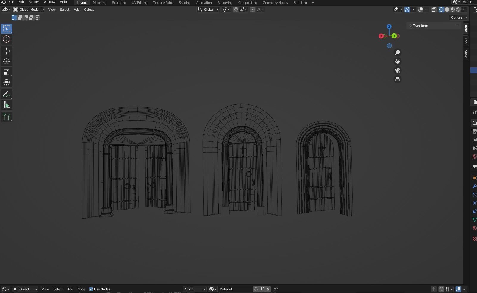 Medieval Door Set Low-poly 3D model_3