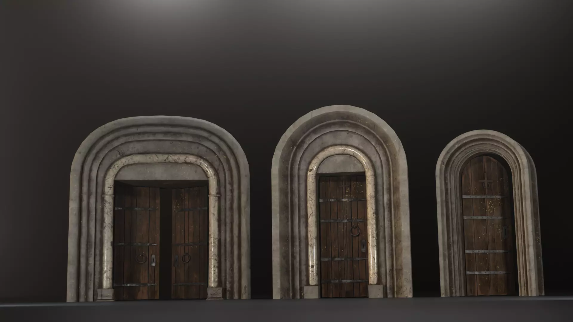 Medieval Door Set Low-poly 3D model_0