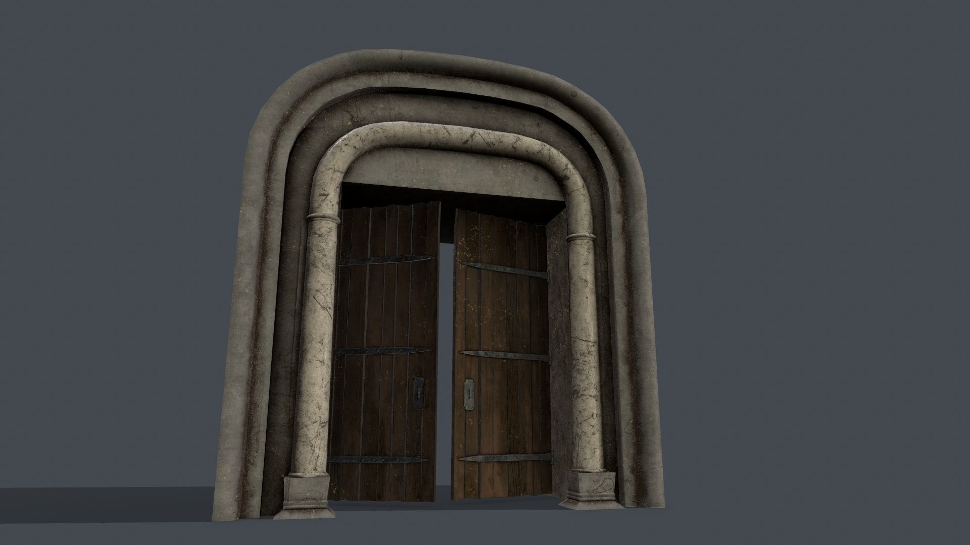 Medieval Door Set Low-poly 3D model_13