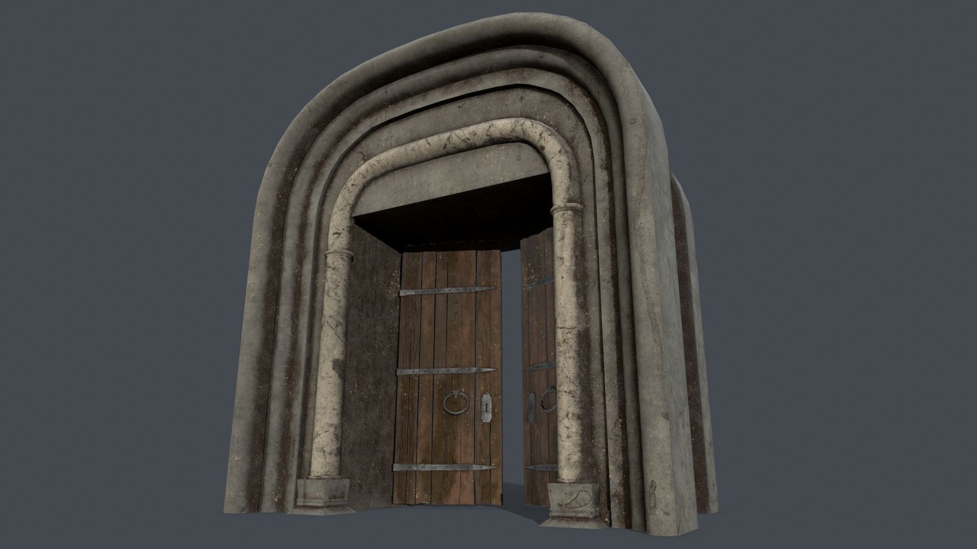 Medieval Door Set Low-poly 3D model_10