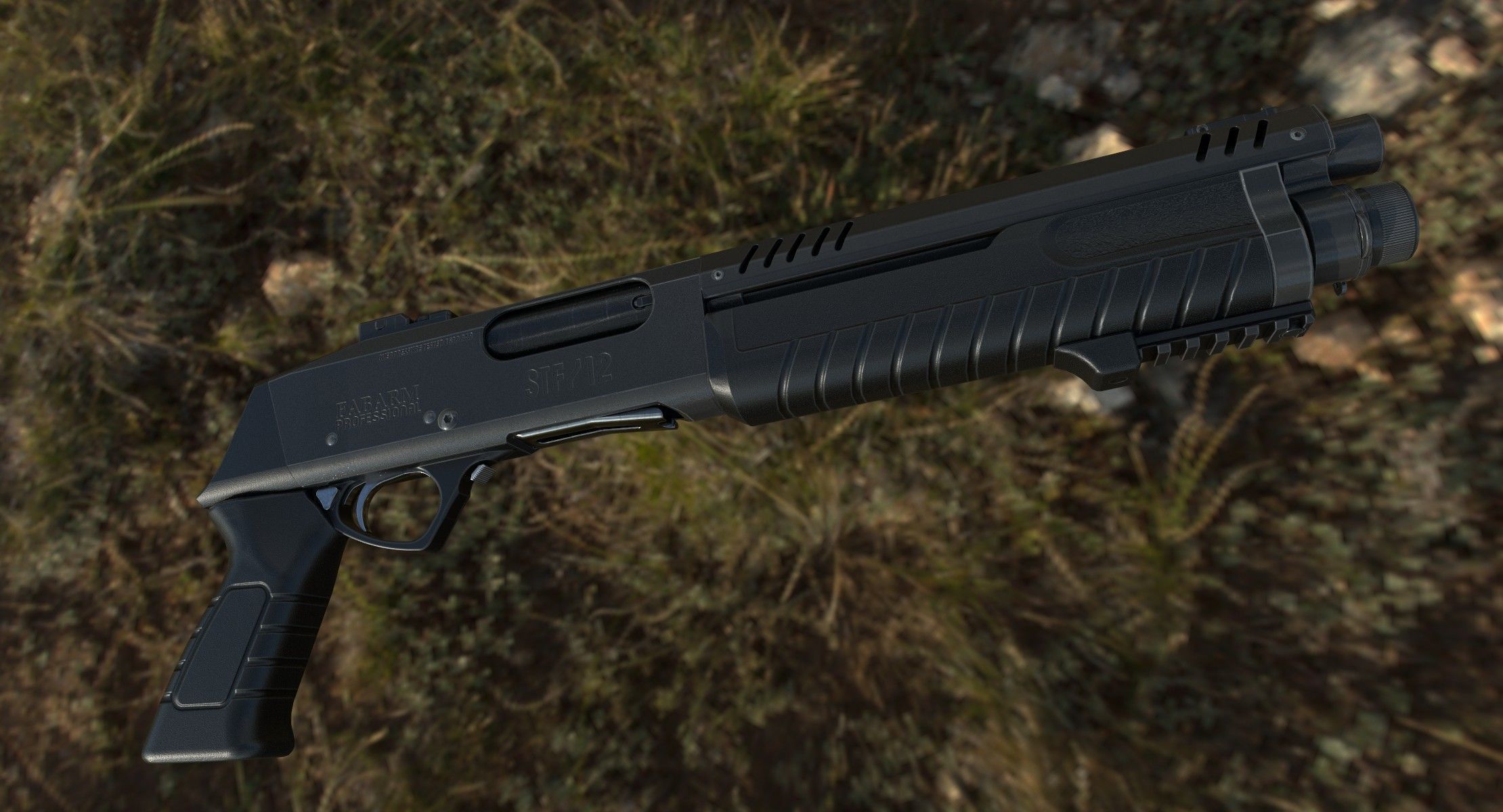 Fabarm STF12 short  PBR Low-poly 3D model_10