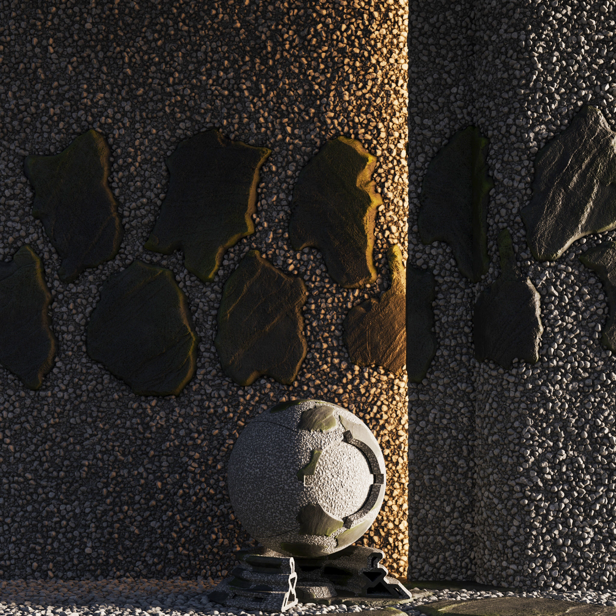 H68 Slate Stones and Gravel Pathway - PBR - 4K Low-poly 3D model_4
