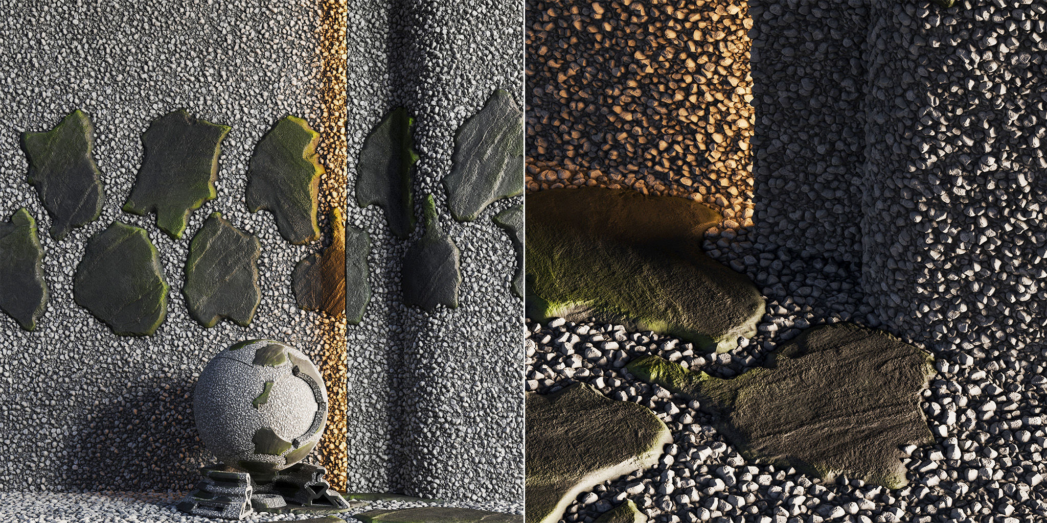 H68 Slate Stones and Gravel Pathway - PBR - 4K Low-poly 3D model_9